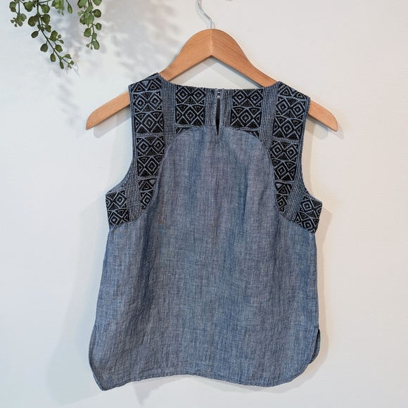 Madewell Blue Chambray Top With Embroidery - Picture 2 of 8